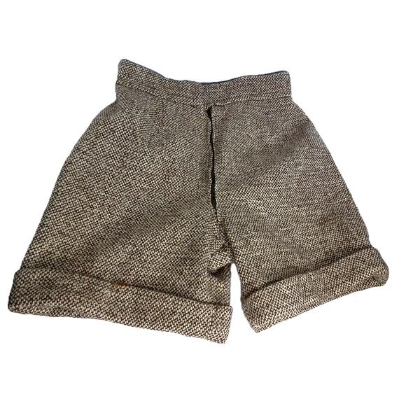 Vintage High Waist Shorts Size 11 Brown Tweed Look Cuffed Preppy Academia - Picture 1 of 8